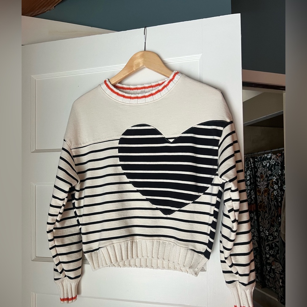 Anthropologie Maeve striped crop sweatshirt - Picture 7 of 9